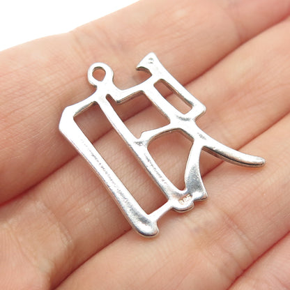925 Sterling Silver Vintage Fortune Chinese Character Charm Pendant