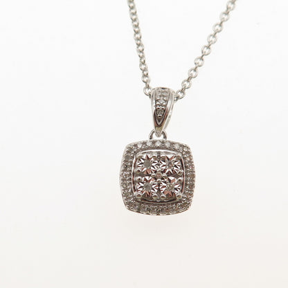 Sun 925 Sterling Silver Real Round-Cut Diamond Cable Chain Necklace 18"