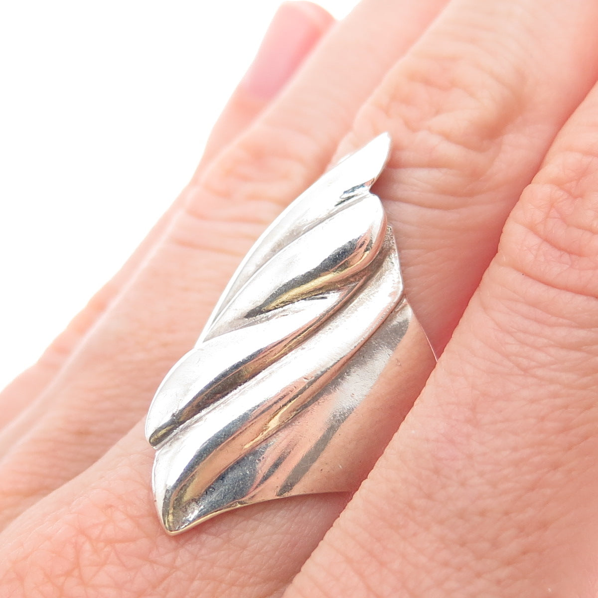 925 Sterling Silver Vintage Modernist Ring Size 6.75