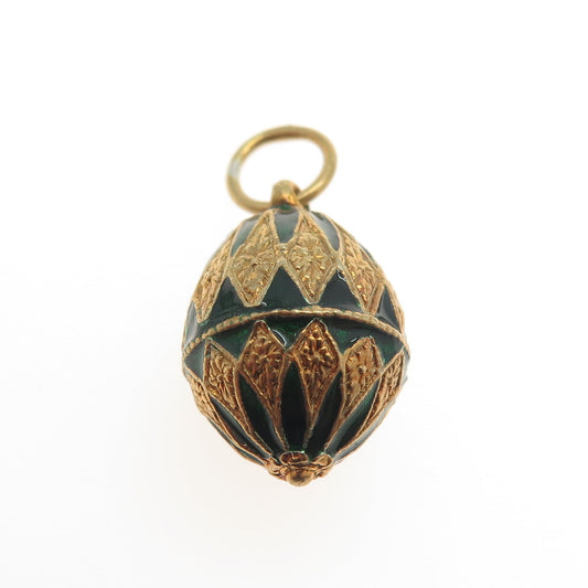 RAFKA Retired 925 Sterling Silver Vermeil Enamel Royal Easter Egg Charm Pendant