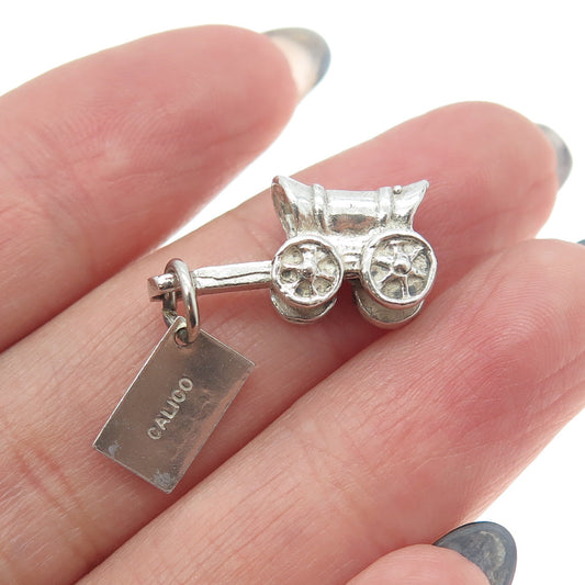 BELL TRADING POST 925 Sterling Silver Vintage Calico Covered Wagon Charm Pendant