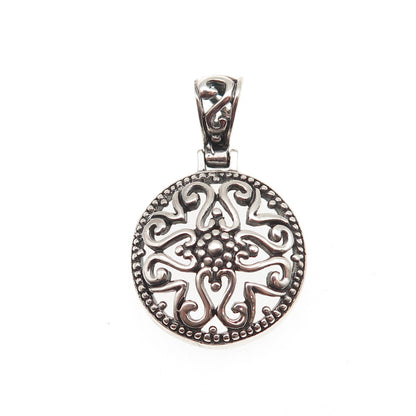 925 Sterling Silver Vintage Ornate Oxidized Charm Pendant