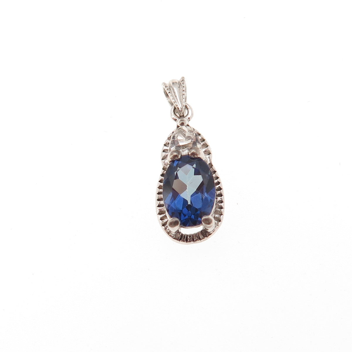 RJ Graziano 925 Sterling Silver Real White Topaz & Lab-Created Sapphire Pendant