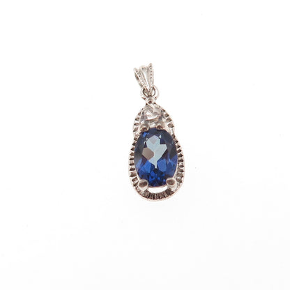 RJ Graziano 925 Sterling Silver Real White Topaz & Lab-Created Sapphire Pendant