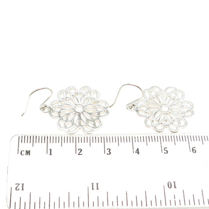 925 Sterling Silver Floral Dangling Earrings