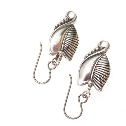 Danecraft 925 Sterling Silver Antique Art Deco Floral Oxidized Dangle Earrings