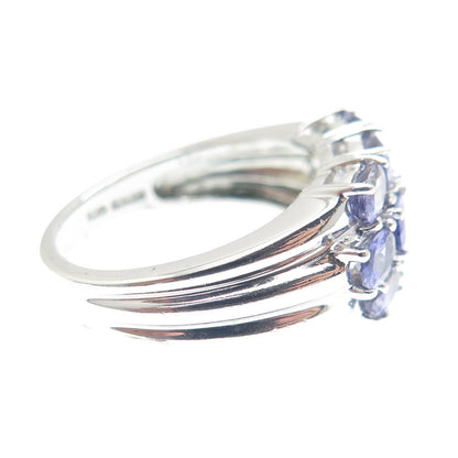 MICHELLE ALBALA 925 Sterling Silver Tanzanite Gemstone Cluster Ring Size 7.25