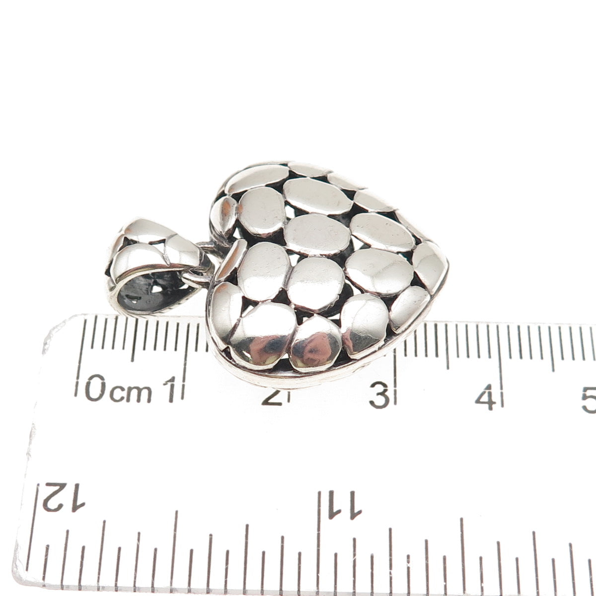 925 Sterling Silver Vintage Kali Dotted Puffy Heart Charm Pendant