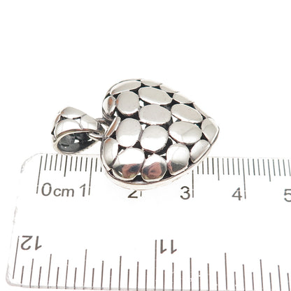 925 Sterling Silver Vintage Kali Dotted Puffy Heart Charm Pendant