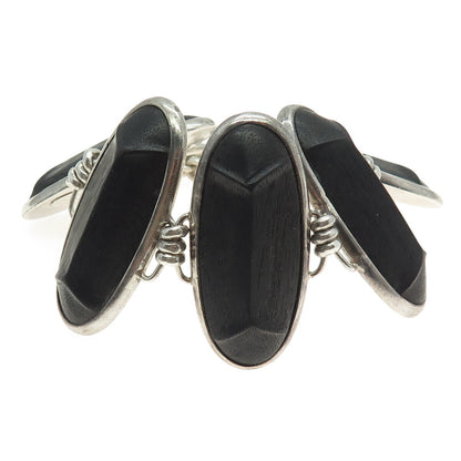 DOMINIQUE AURIENTIS PARIS Sterling Silver Vintage Wood Modernist Bracelet 7.25"