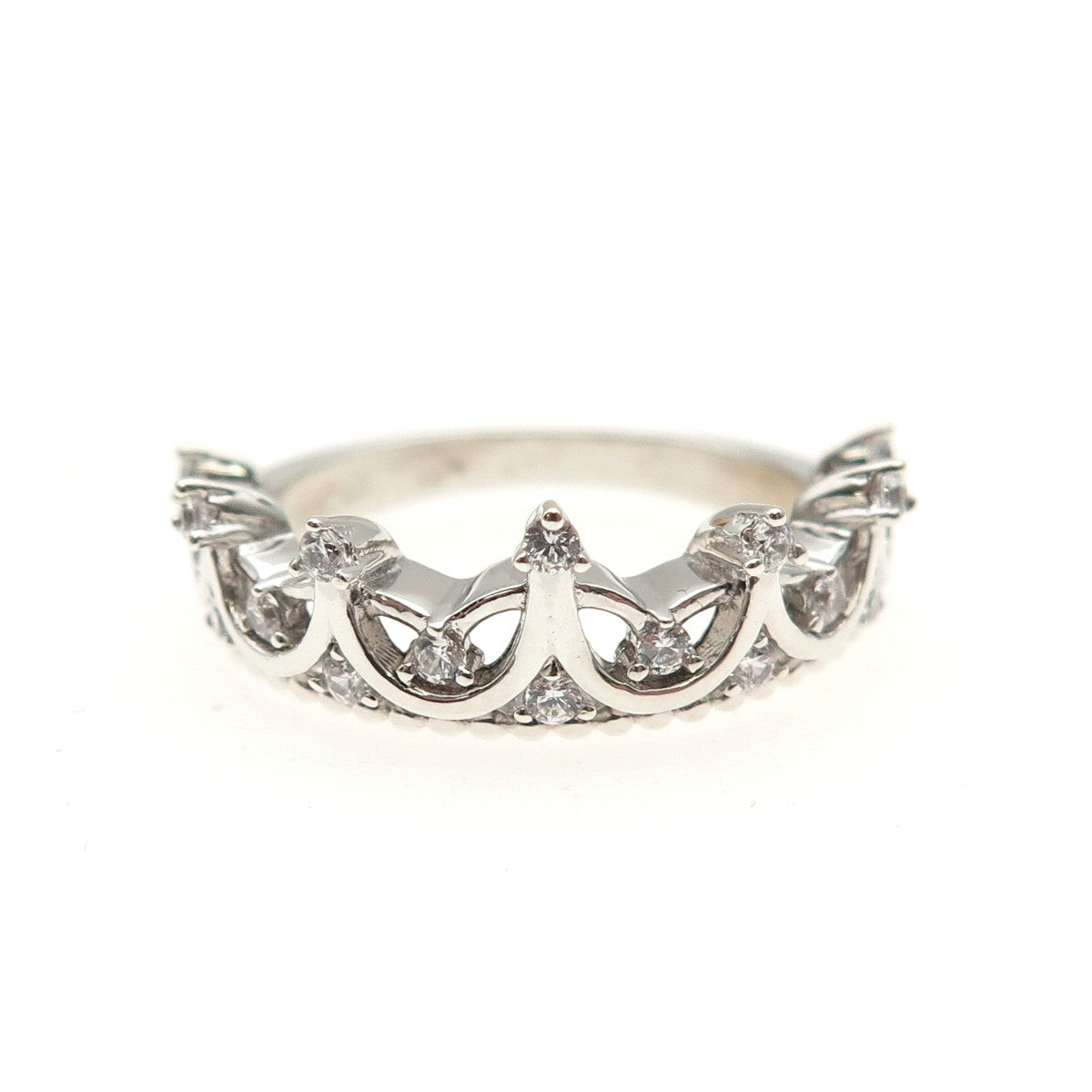 VANCARO 925 Sterling Silver Round-Cut C Z Tiara Ring Size 6.25