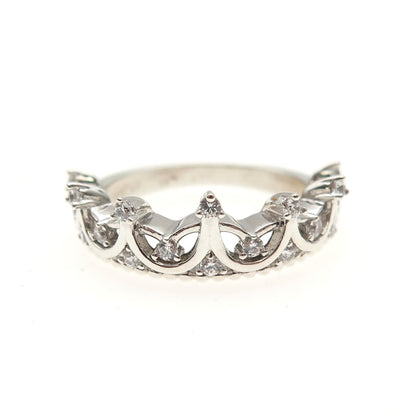 VANCARO 925 Sterling Silver Round-Cut C Z Tiara Ring Size 6.25