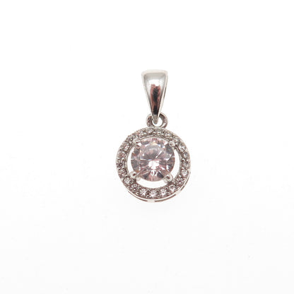 925 Sterling Silver Round-Cut C Z Mini Charm Pendant