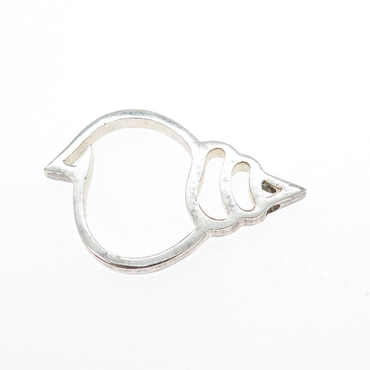 925 Sterling Silver Vintage Snail Shell Modernist Slide Pendant