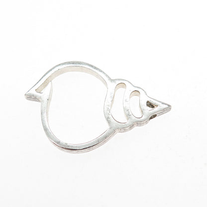 925 Sterling Silver Vintage Snail Shell Modernist Slide Pendant