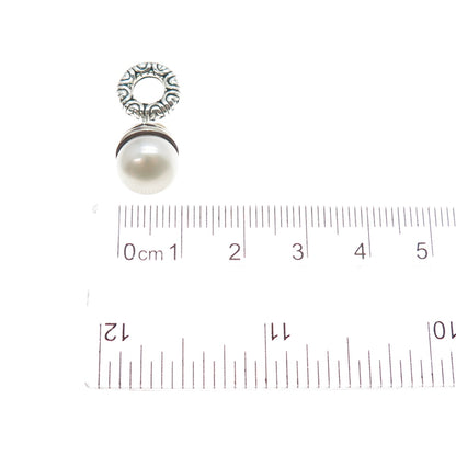 925 Sterling Silver 10K Gold Real Pearl Slide Dangle Bead Charm