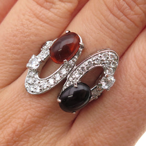 925 Sterling Silver Round-Cut C Z Modernist Ring Size 6.25