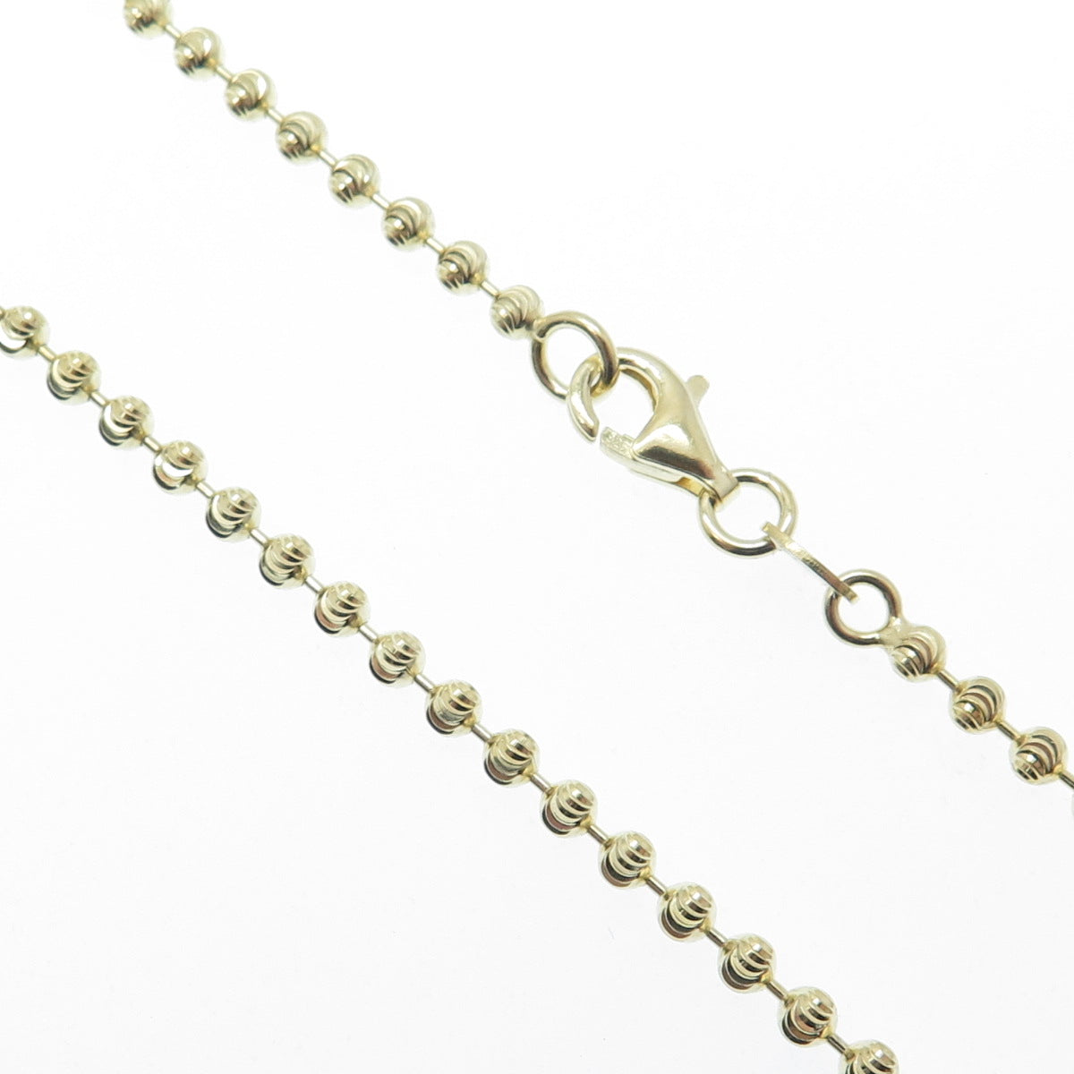 925 Sterling Gold Plated BSI Italy Diamond-Cut Ball Beaded Chain Necklace 28"