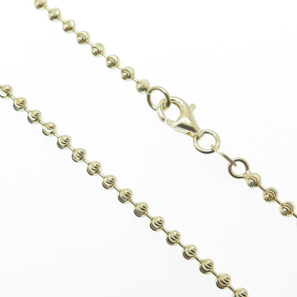 925 Sterling Gold Plated BSI Italy Diamond-Cut Ball Beaded Chain Necklace 28"