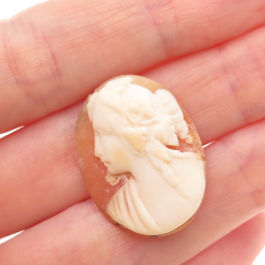 Antique Art Deco Real Mother-of-Pearl Carved Lady Cameo
