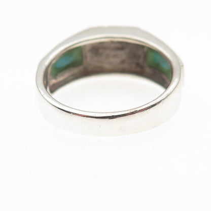 925 Sterling Silver Vintage Real Lapis & Turquoise Ring Size 8