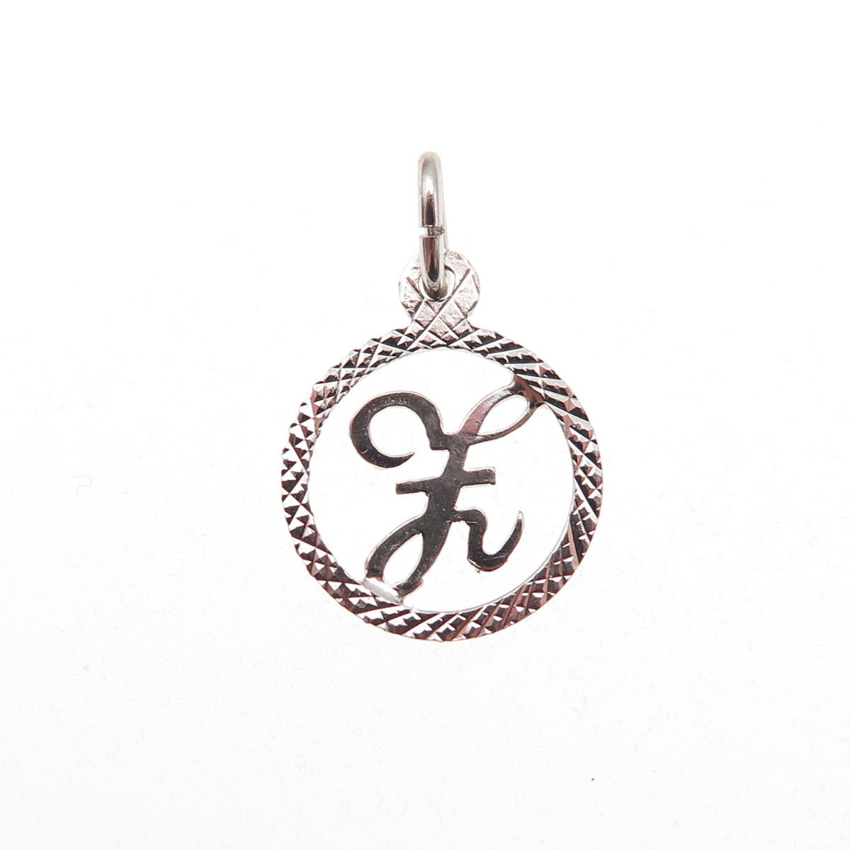 925 Sterling Silver Vintage Diamond-Cut Letter Z Initial Mini Charm Pendant