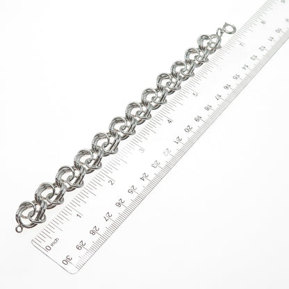 925 Sterling Silver Vintage Modernist Twisted Multi-Circle Link Bracelet 6.75"