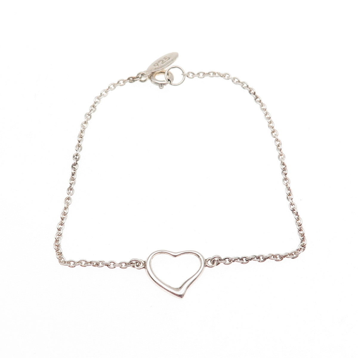 Boma 925 Sterling Silver Vintage Open Heart Cable Link Bracelet 7.5"