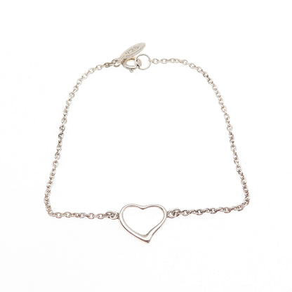 Boma 925 Sterling Silver Vintage Open Heart Cable Link Bracelet 7.5"