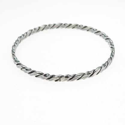 925 Sterling Silver Vintage Twisted Bangle Oxidized Bracelet 8.5"