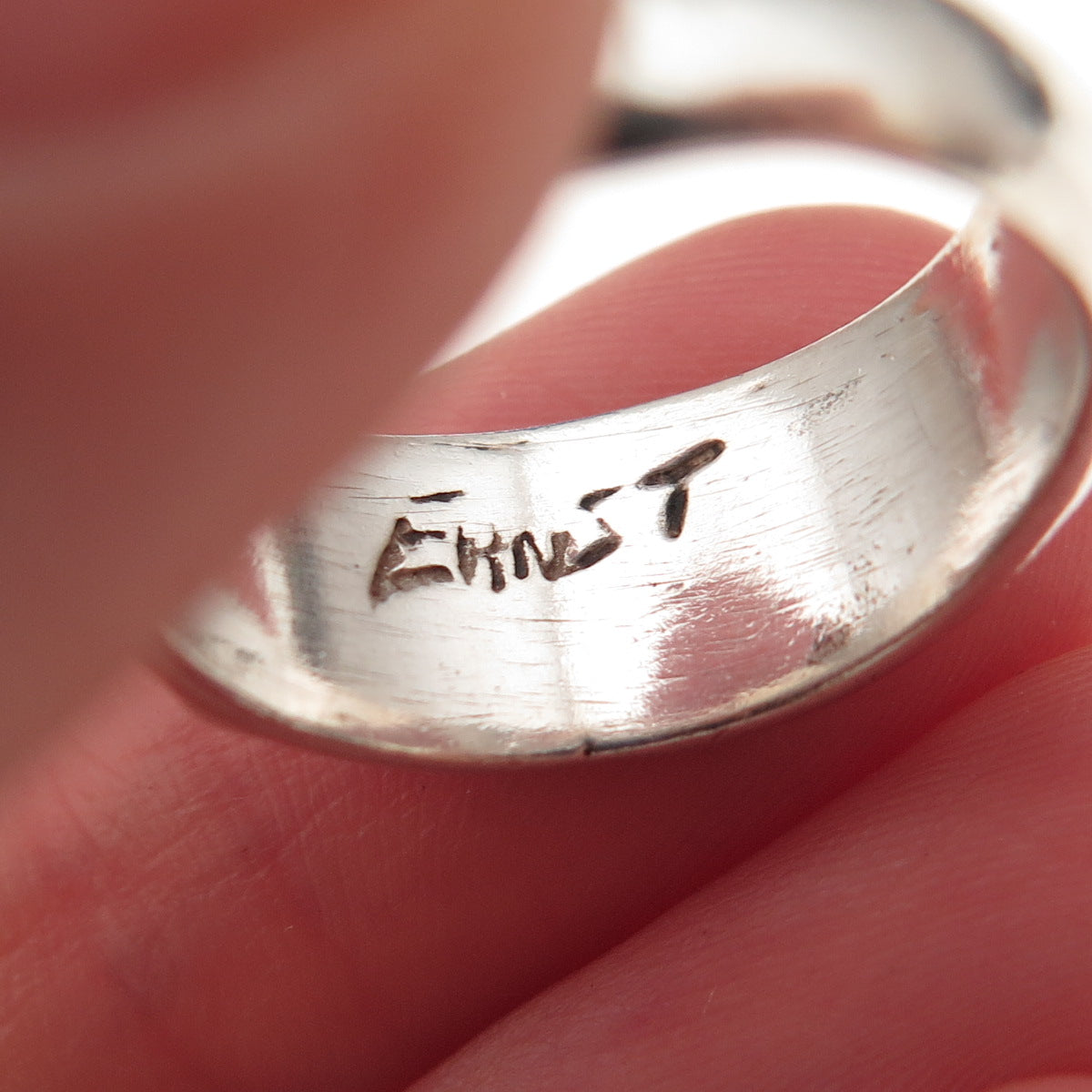 Ernst 925 Sterling Silver Vintage Modernist Spiral Oxidized Ring Size 7