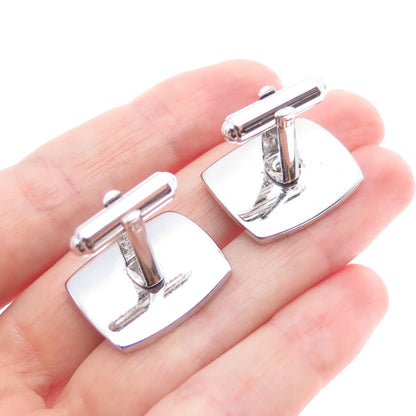 925 Sterling Silver Antique Art Deco Real Akoya Pearl Engraved Cufflinks