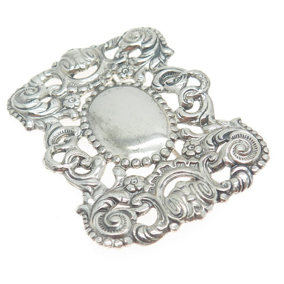 MICHELE 925 Sterling Silver Antique Art Deco Repousse Orante Pin Brooch