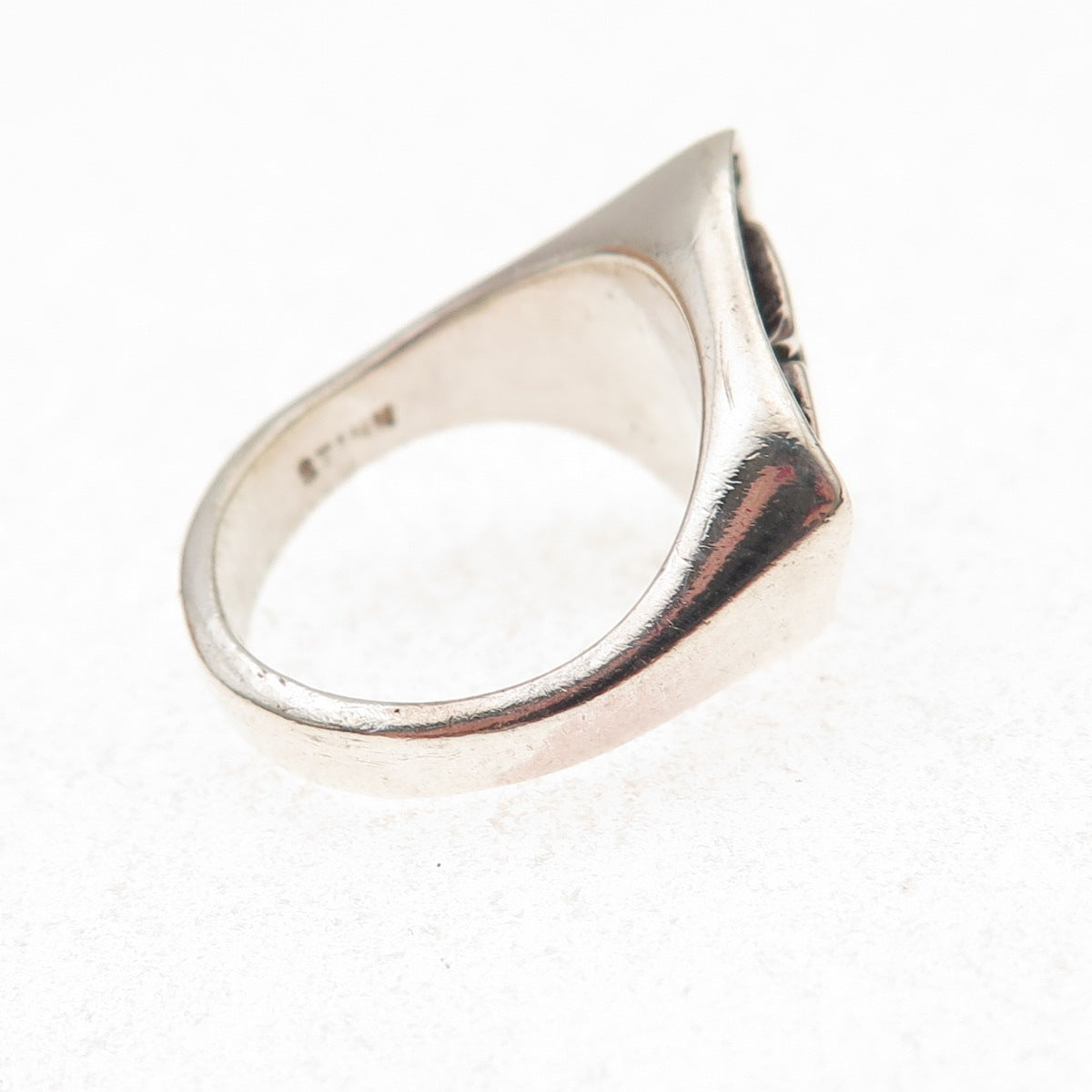 Gerald Stinn 925 Sterling Silver Vintage Modernist Oxidized Ring Size 5