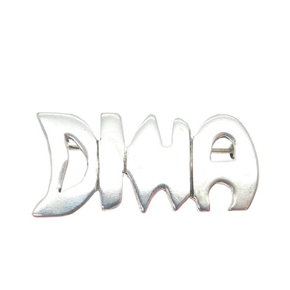 925 Sterling Silver Vintage Dina Nameplate Pin Brooch
