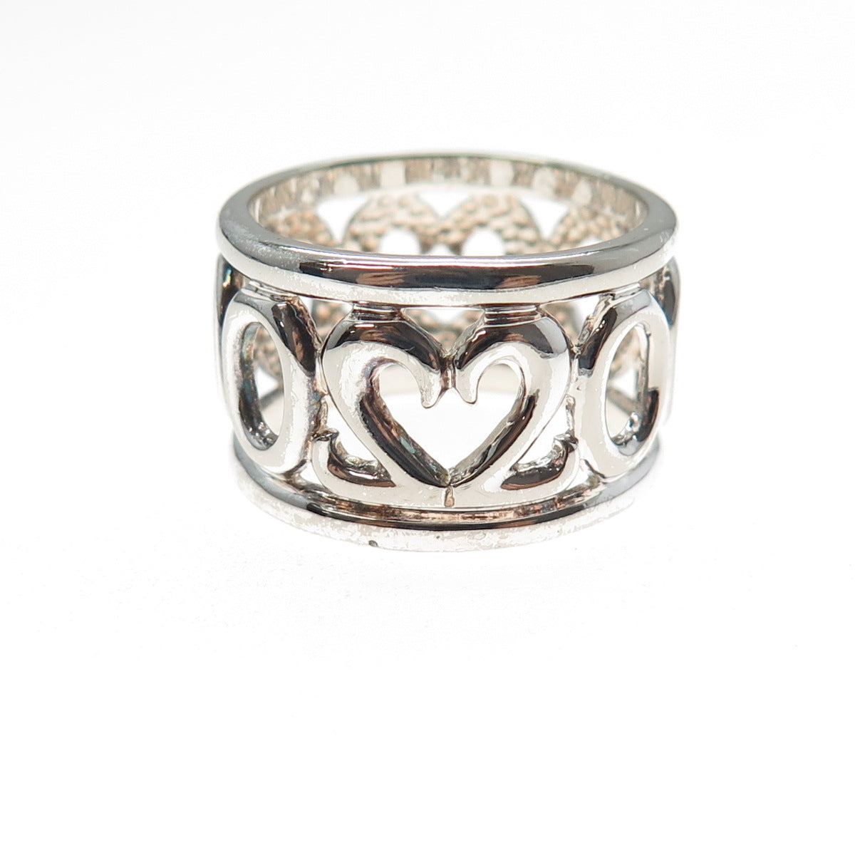 925 Sterling Silver Vintage 2000 Millennium Wide Band Ring Size 8.25