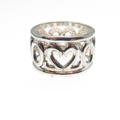 925 Sterling Silver Vintage 2000 Millennium Wide Band Ring Size 8.25