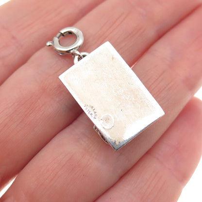JewelArt 925 Sterling Silver Vintage Cabin Spring Ring 3D Charm Pendant