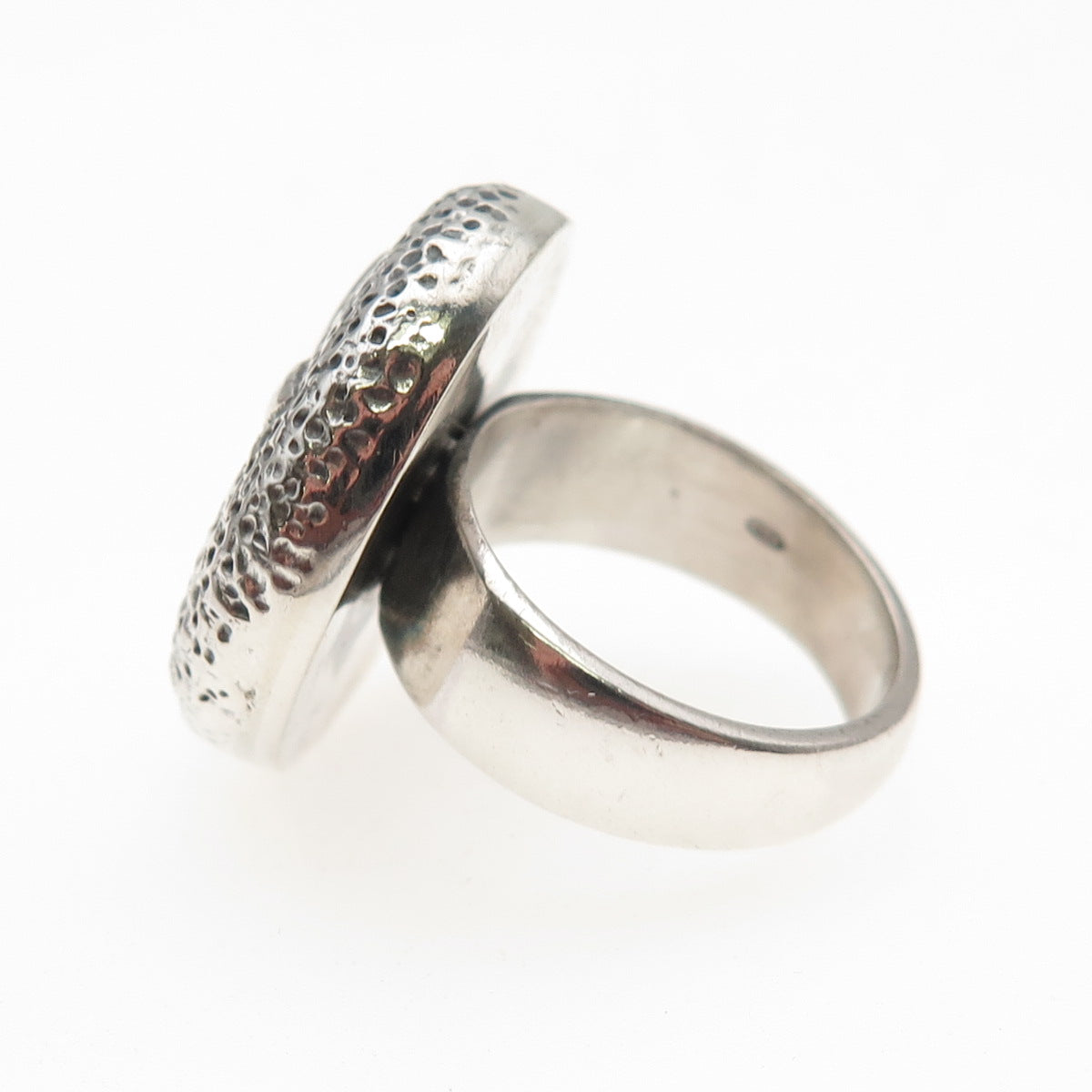925 Sterling Silver Vintage Italy Sand Dollar Oxidized Ring Size 6.25