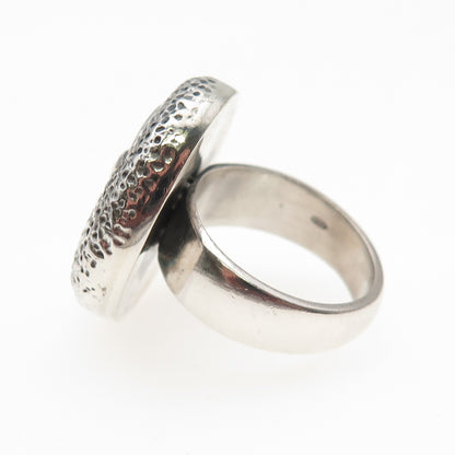 925 Sterling Silver Vintage Italy Sand Dollar Oxidized Ring Size 6.25