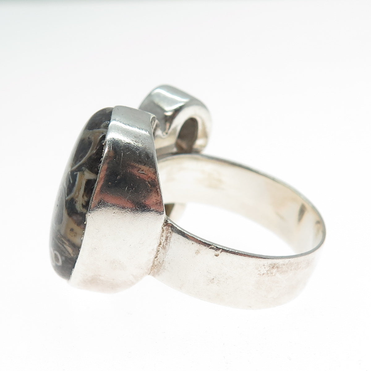 ARYA 925 Sterling Silver Vintage Real Fossil Smoky Quartz & Citrine Ring Size 10