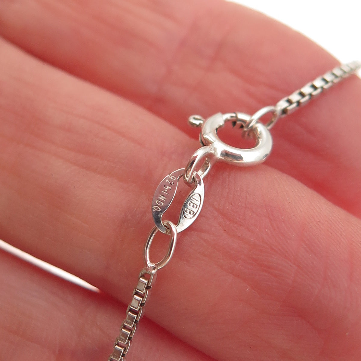 925 Sterling Silver Vintage Box Chain Necklace 18"