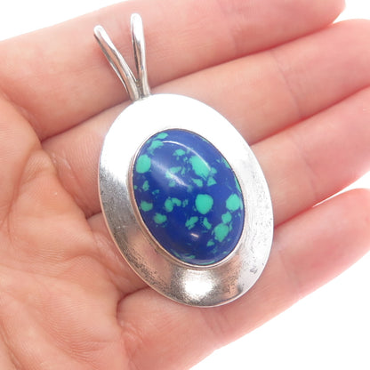 LAMBERT LIVINGSTON NAVAJO Old Pawn 925 Sterling Silver Vintage Azurite Pendant