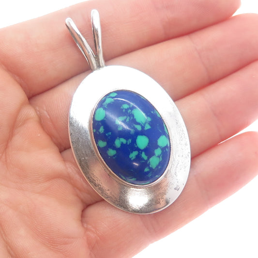 LAMBERT LIVINGSTON NAVAJO Old Pawn 925 Sterling Silver Vintage Azurite Pendant