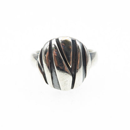 925 Sterling Silver Vintage Modernist Disc Oxidized Ring Size 6.25