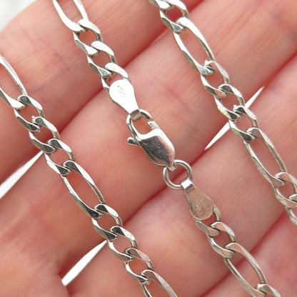 Milor 925 Sterling Silver Vintage Italy Figaro Chain Necklace 22"
