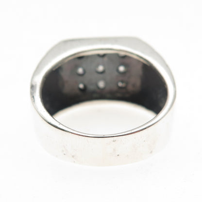 925 Sterling Silver Vintage Round-Cut C Z Oxidized Ring Size 9.25