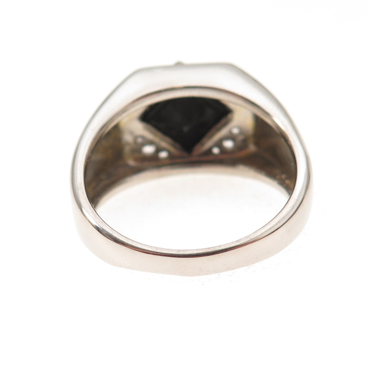 Han 925 Sterling Silver Real Black Spinel & White Topaz Ring Size 10