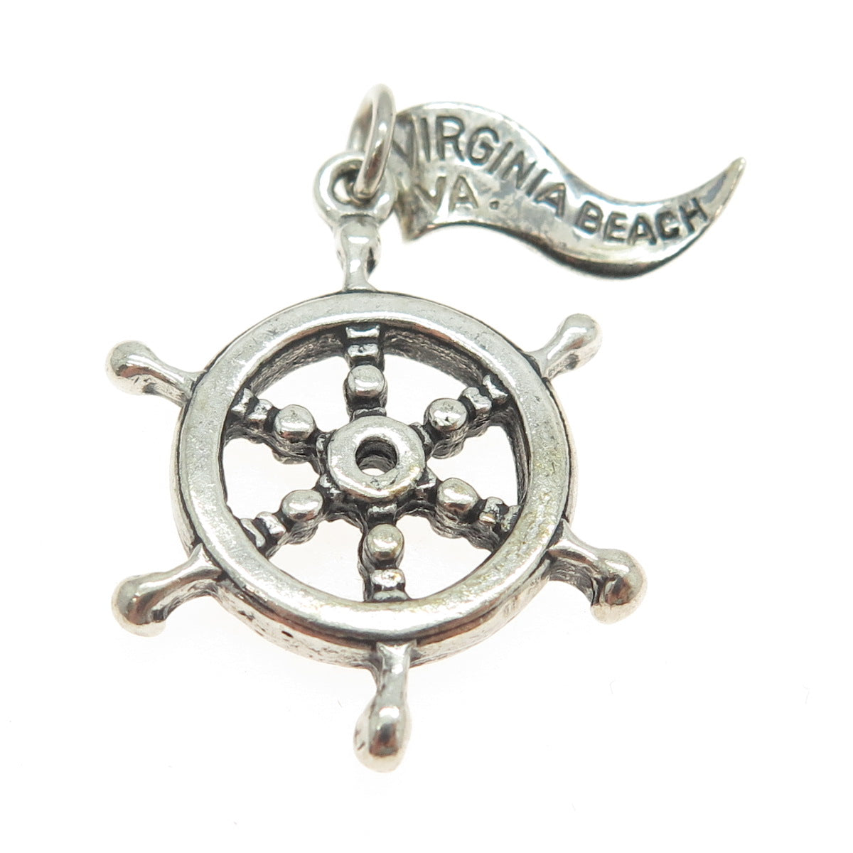 PACIFIC JEWELRY 925 Sterling Silver Vintage Steering Wheely 3D Pendant