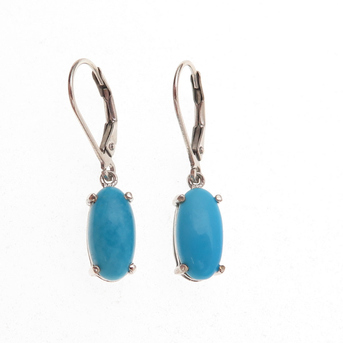 Chuck Clemency Sterling Silver Real Sleeping Beauty Turquoise Dangle Earrings